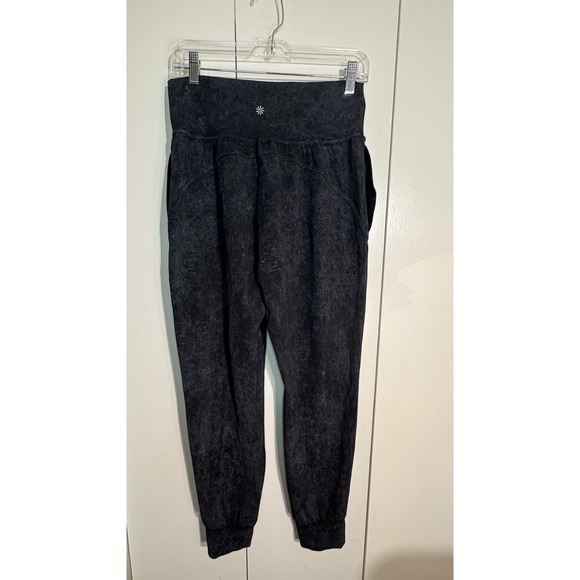 Athleta Women Salutation Garment Dye Jogger Pants M Black Soft Stretch Comfort - Picture 6 of 7
